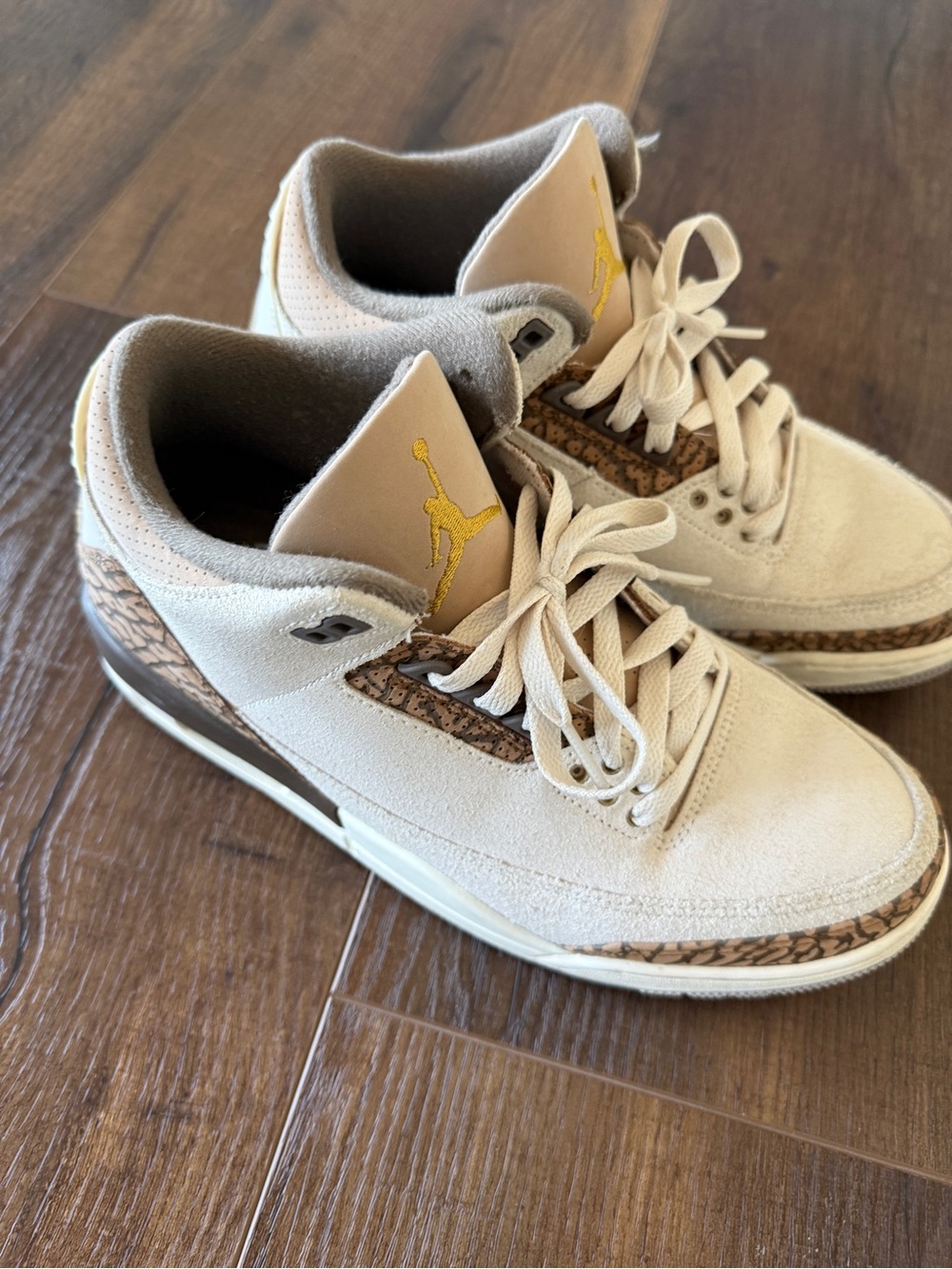 AJ3 Air Jordan Suede Low-Top Sneakers in Beige with Elephant Details